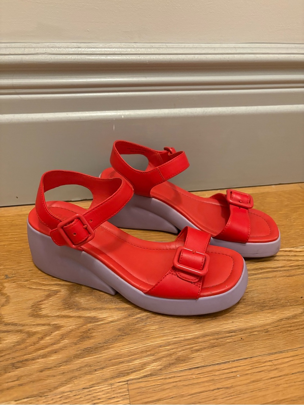 Camper Kaah Sandals in Red and Lavender Size 37